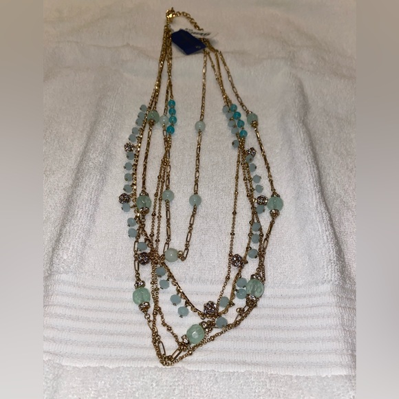 NWT Necklace aqua and gold - Picture 1 of 5